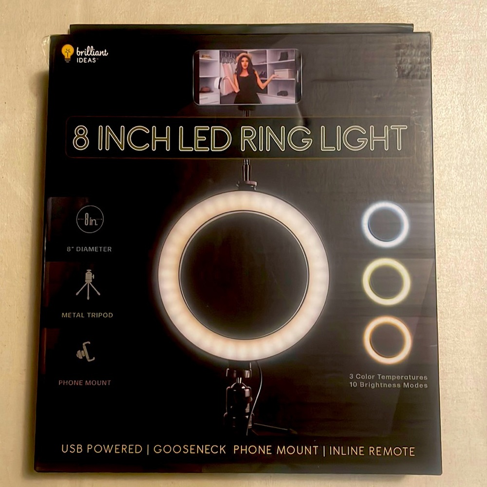 Ring Light LED BIRL815  8 " 10 light levels for Smartphone